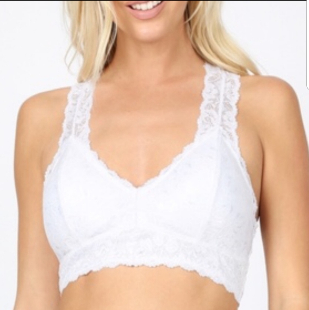 White Lace Accent Bralette NEW